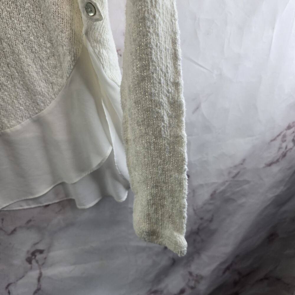 Anthropologie Sweater Womens Small White Cream Blouse Layered Long Sleeve - Picture 4 of 11